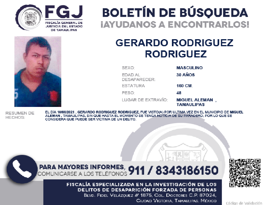 Boletin de busqueda Gerardo Rodriguez