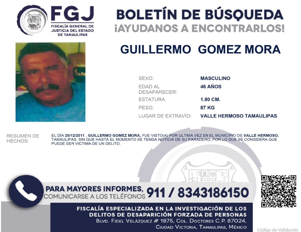 Boletín de Búsqueda Guillermo Mora