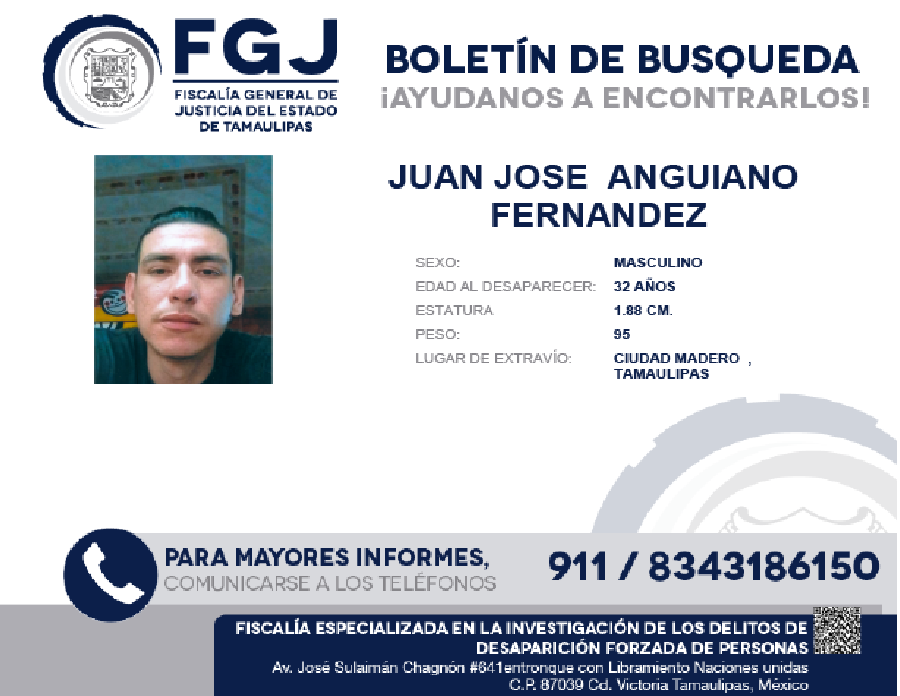 Boletín de búsqueda Juan José