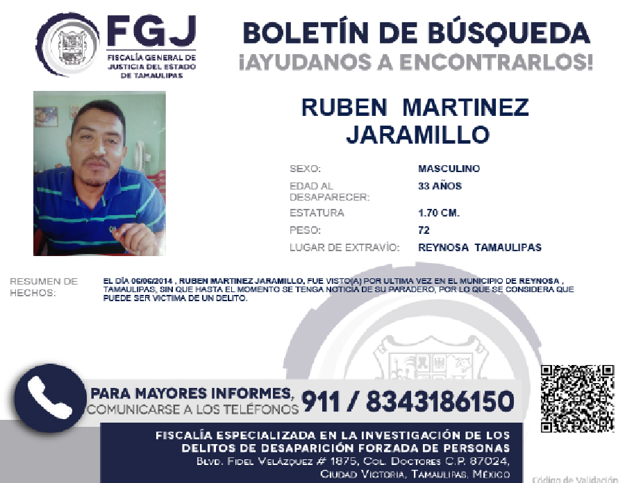 Boletin de Busqueda Ruben