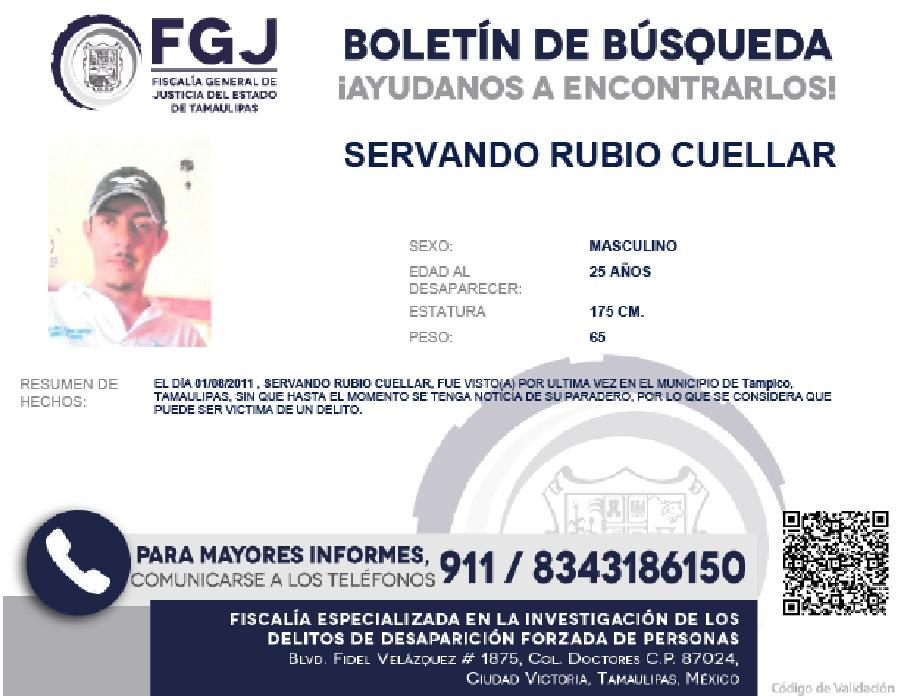 Boletín de Busqueda Servando rubio