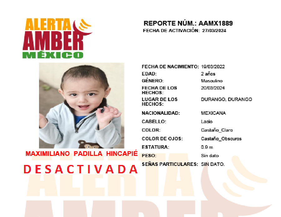 Alerta Amber Maximiliano