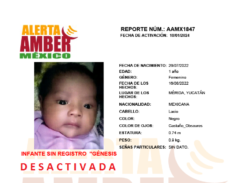 Alerta Amber Infante