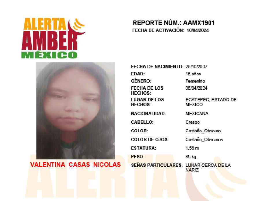 Alerta Amber Valentina