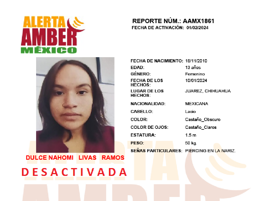 Alerta Amber Dulce Nahomi