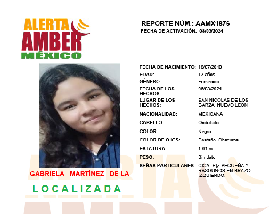 Alerta Amber Gabriela