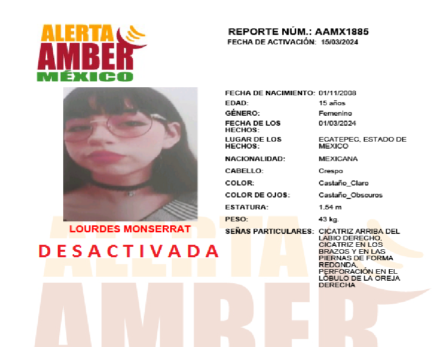 Alerta Amber Lourdes