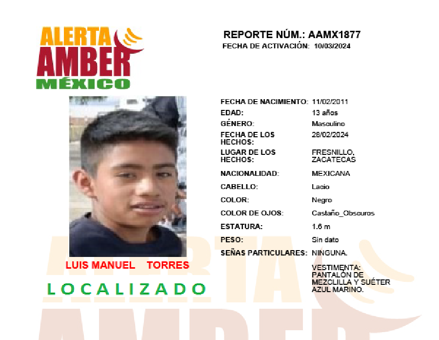 Alerta Amber Luis Manuel