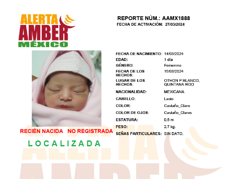 Alerta Amber Recién Nacido