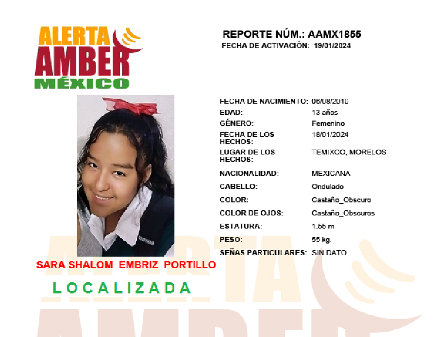 Alerta Amber Sara