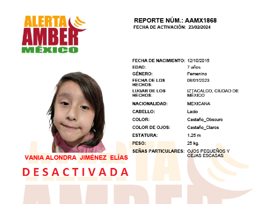 Alerta Amber Vania