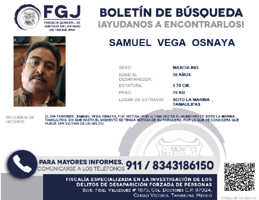 Boletin de Búsqueda Samuel