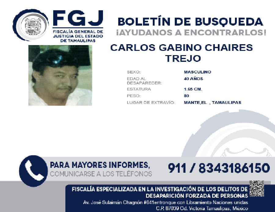 Boletín de Búsqueda Carlos Gabino