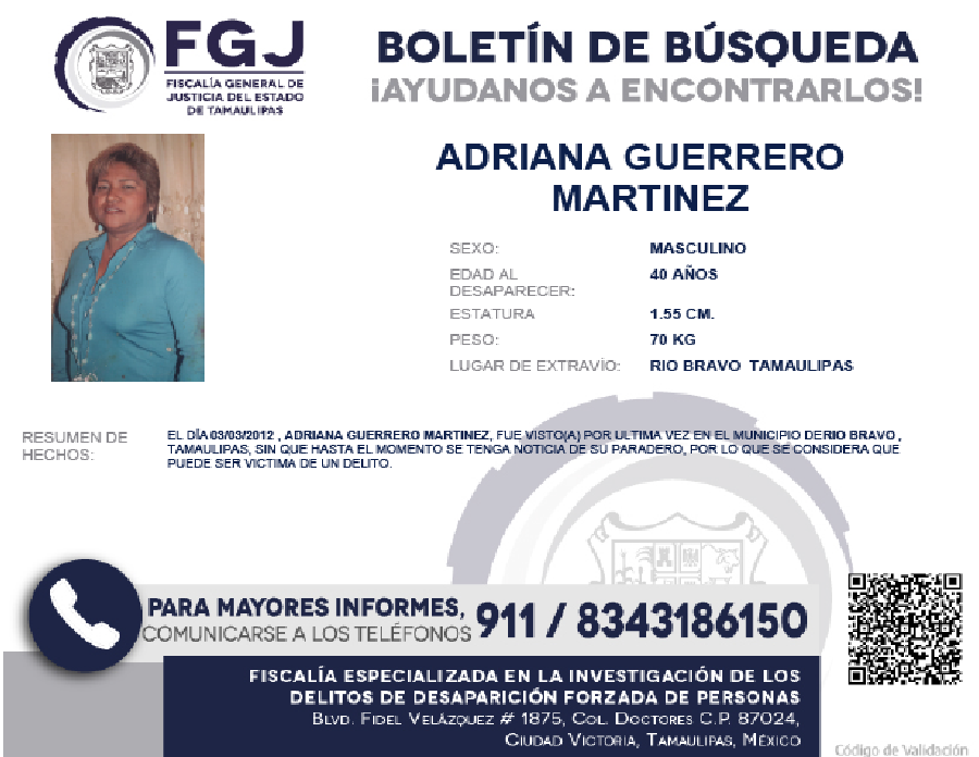 Boletin de Busqueda Adriana