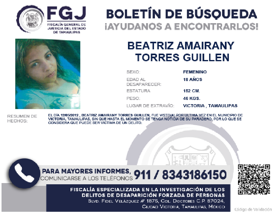 Boletín de Búsqueda Beatriz