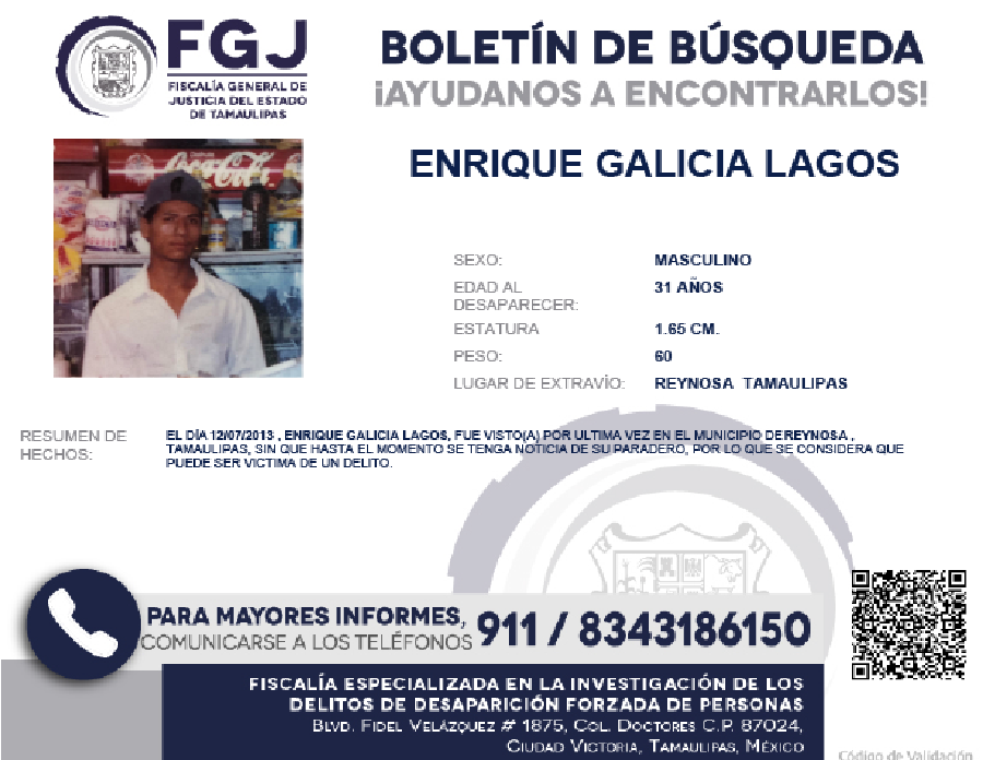 Boletín de Búsqueda Enrique Galicia