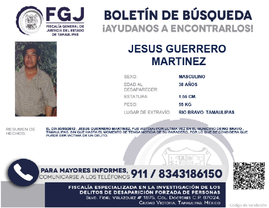 Boletin de busqueda Jesus