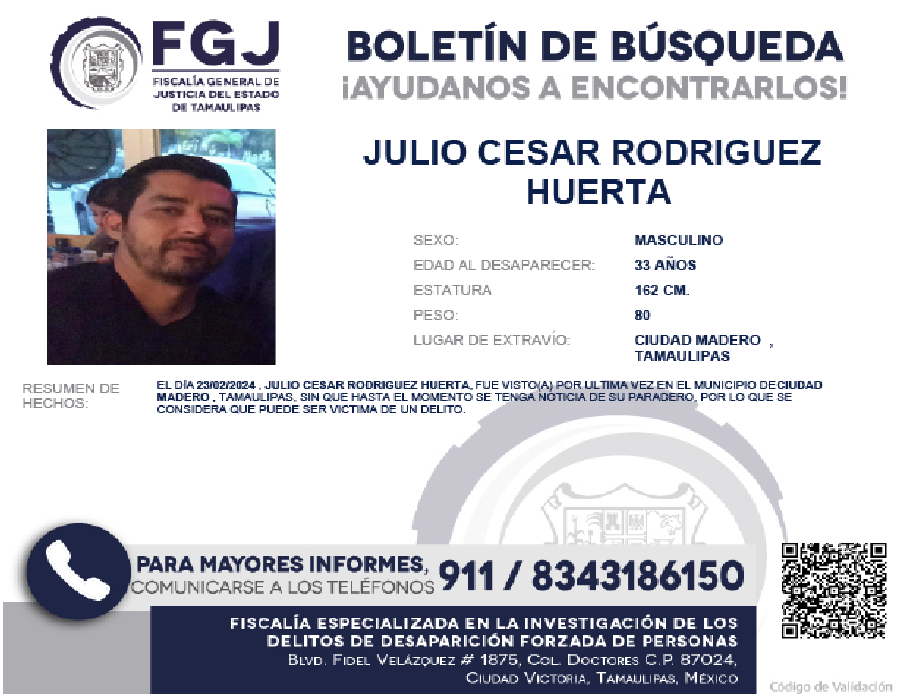 Boletin de Busqueda Julio Cesar