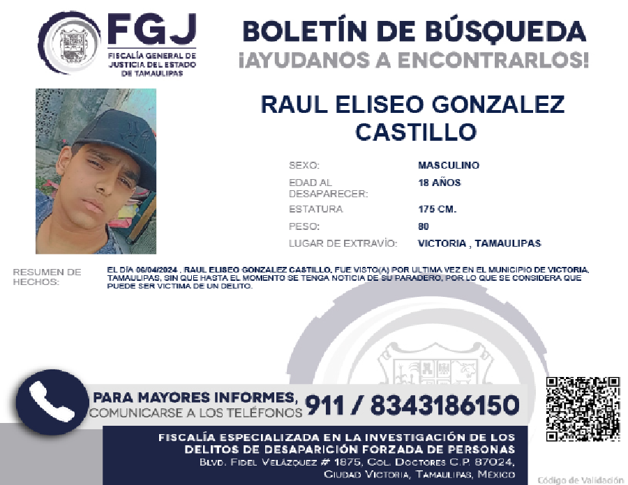 Boletín de Búsqueda Raul Eliseo