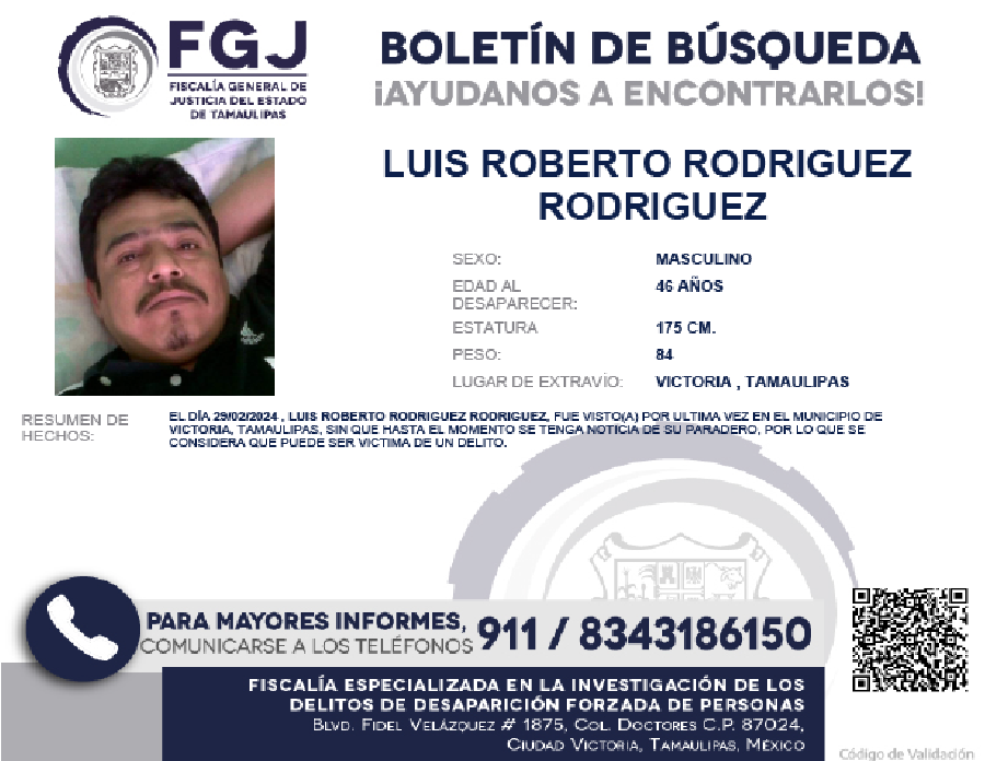 Boletín de Búsqueda Luis Roberto