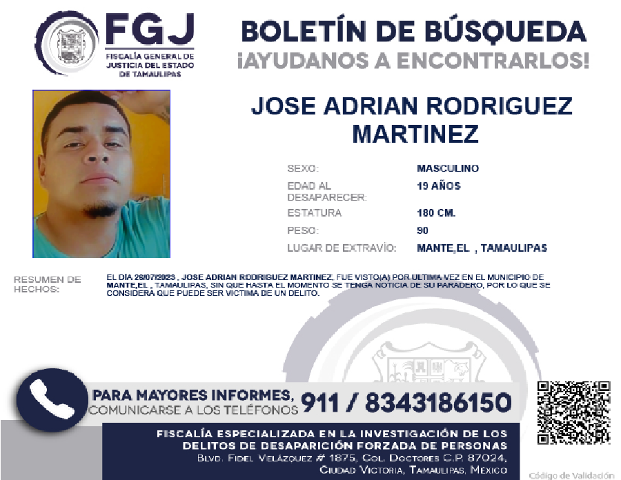 Boletín de Búsqueda José Adrian