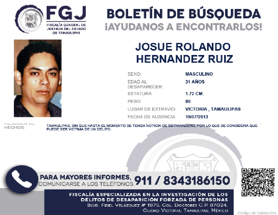 Boletín de Búsqueda Josue