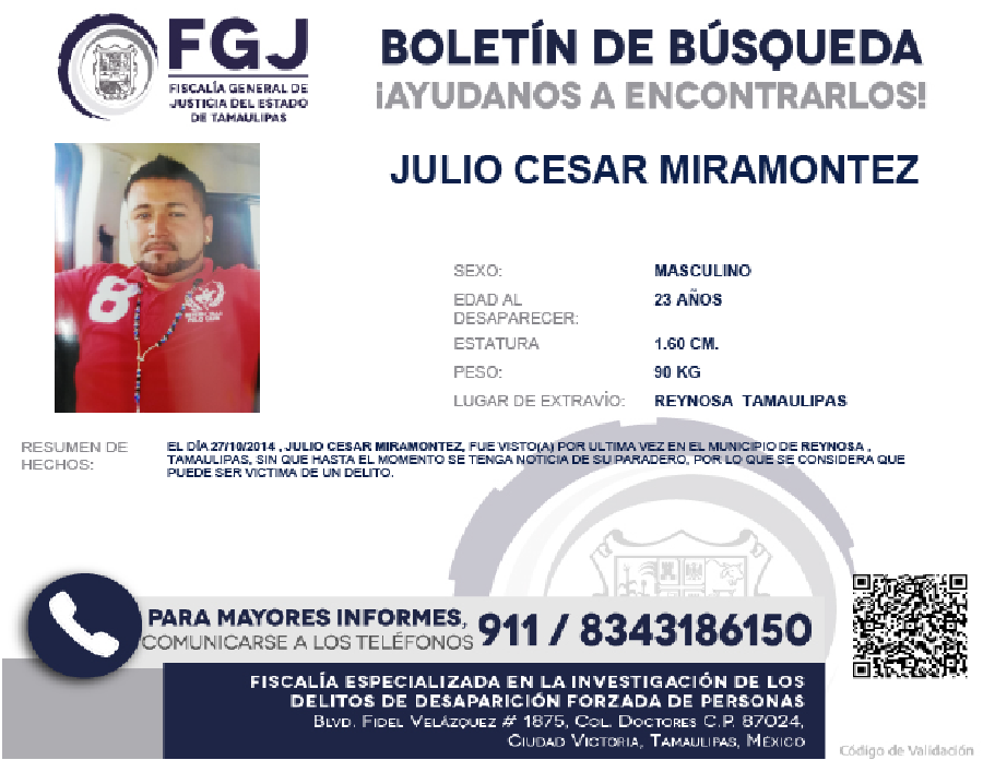 Boletin de Búsqueda Julio Cesar