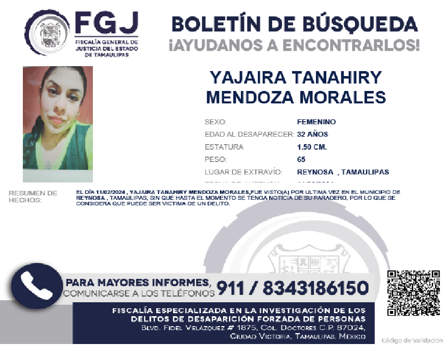 Boletin de Busqueda Yajaira