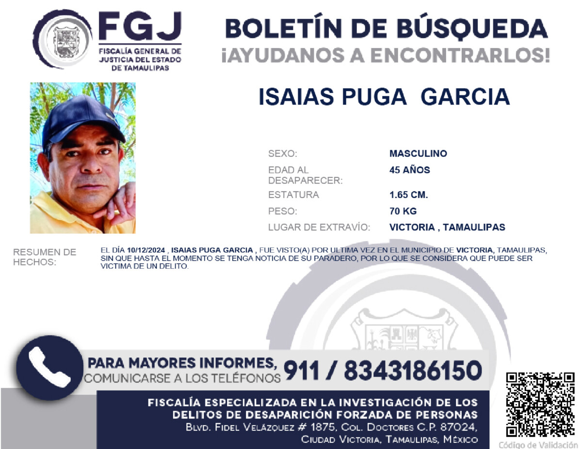 Boletín de Búsqueda Isaias