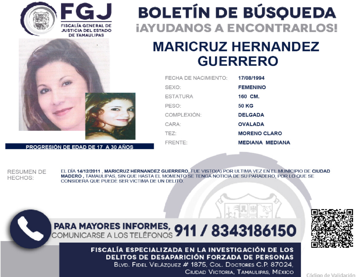 Boletín de Búsqueda Maricruz