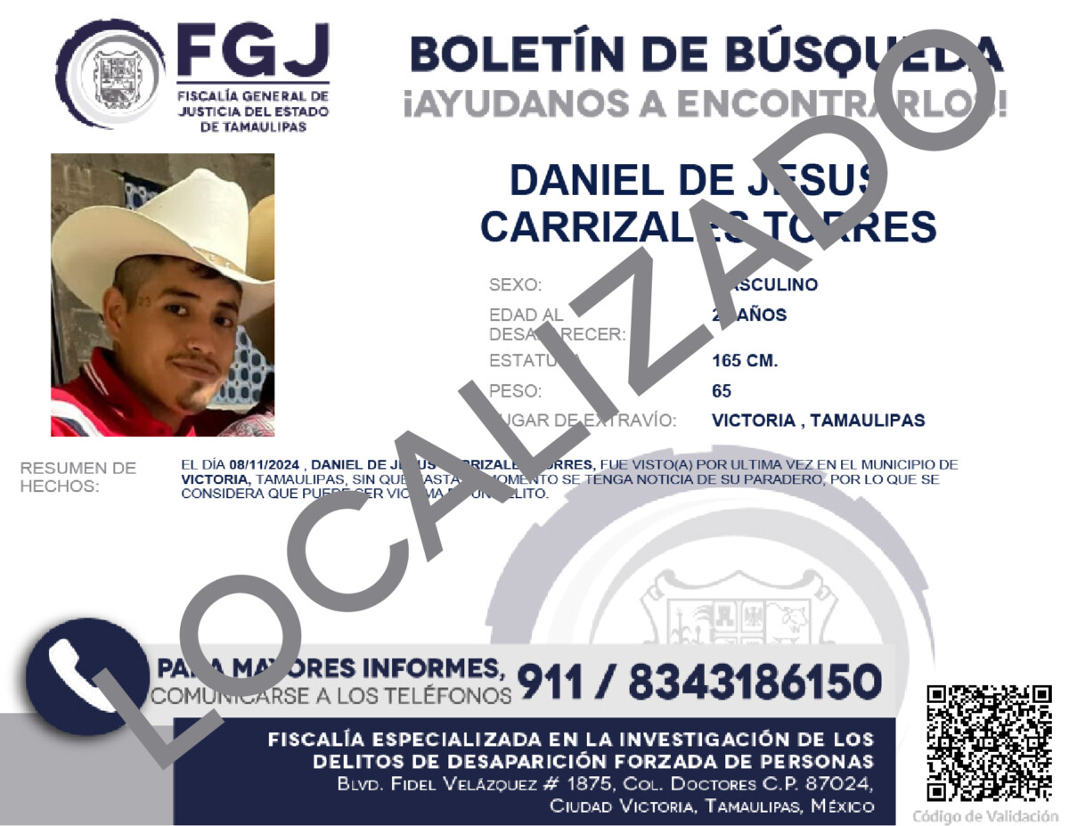 Boletín Localizado Daniel