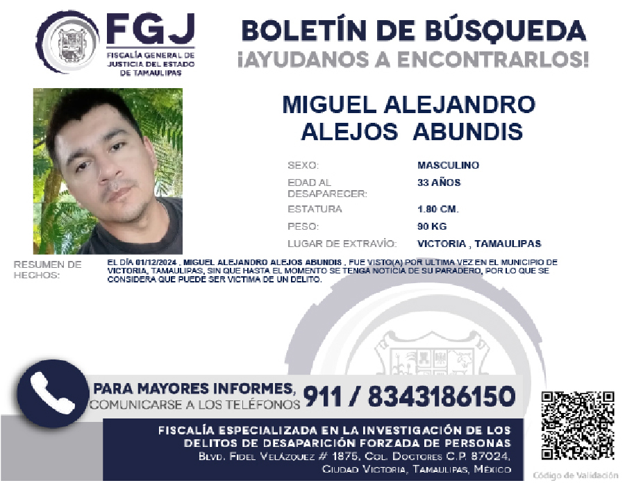Boletín de Búsqueda Alejandro