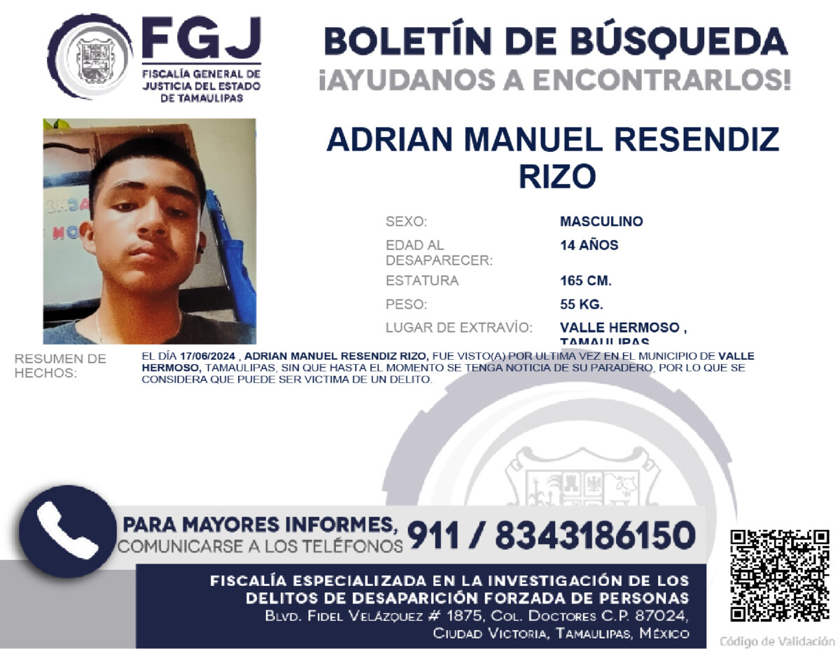 Boletín de Búsqueda Adrian Manuel