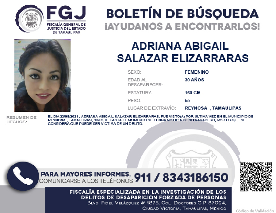 Boletín de Búsqueda Adriana Abigail