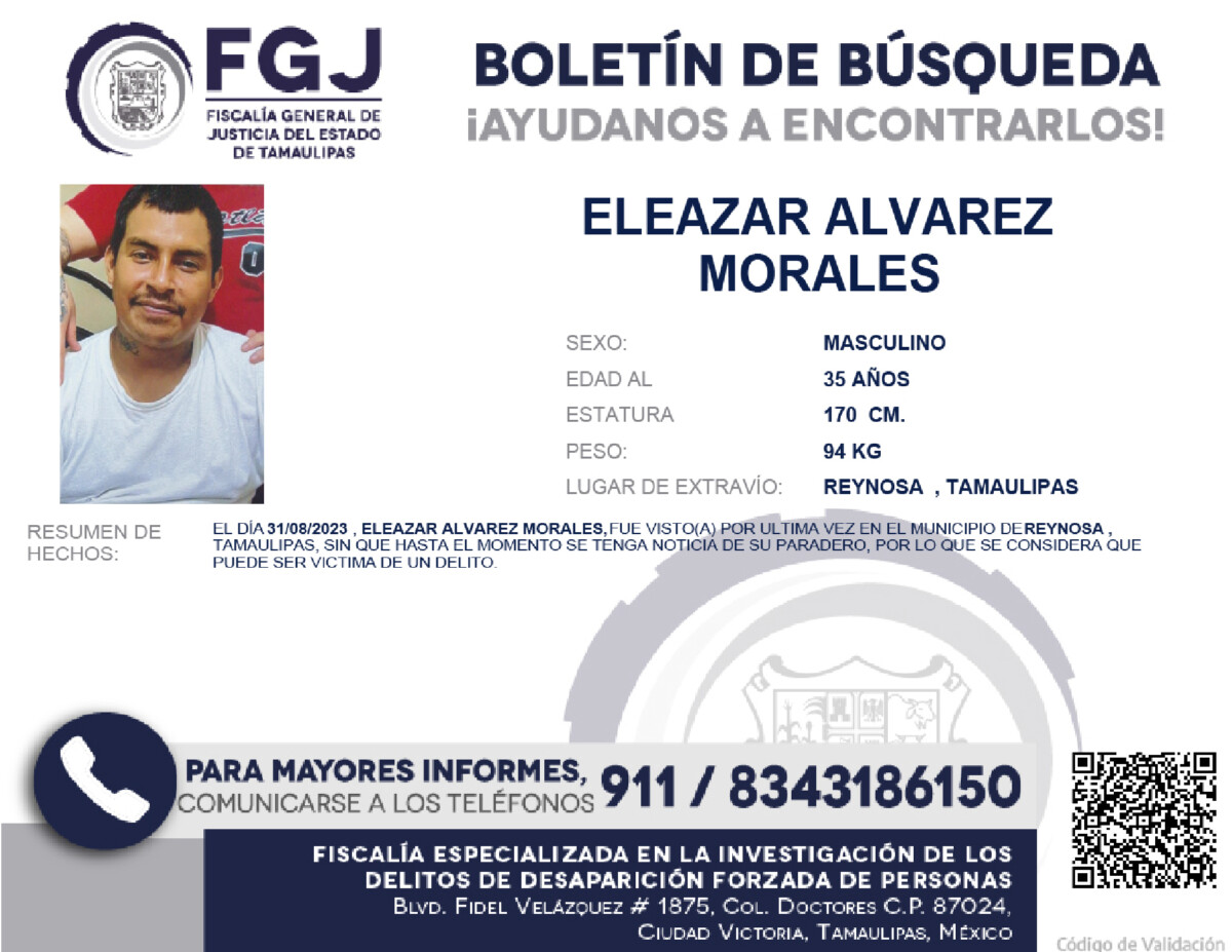 Boletín de Búsqueda Eleazar Álvarez