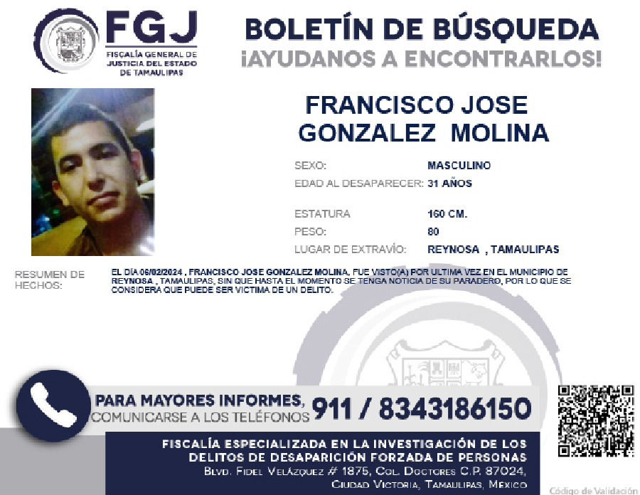 Boletín de búsqueda Francisco Jose