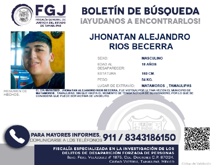 Boletín de Busqueda Jhonatan