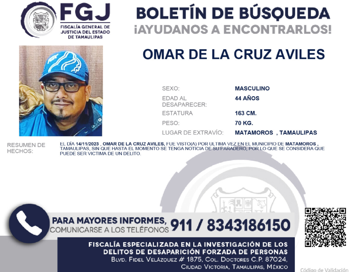 Boletín de Búsqueda Omar de la Cruz