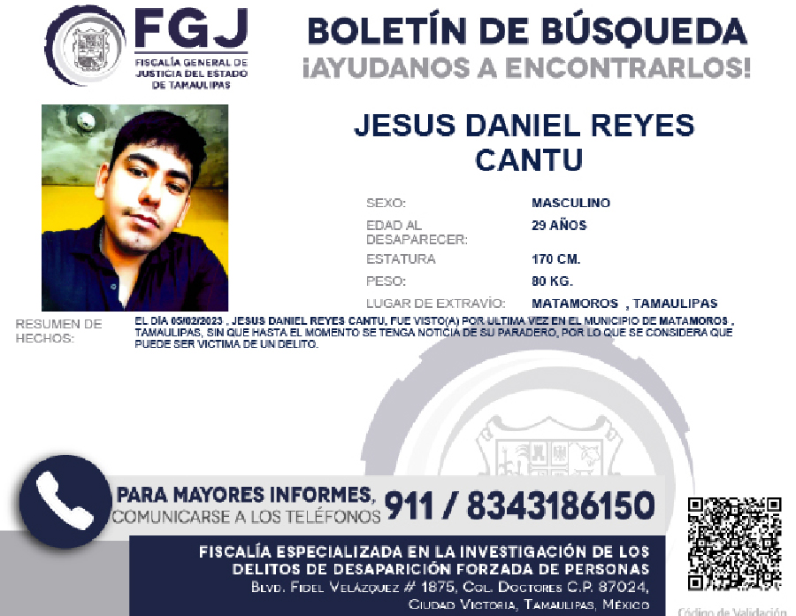 Boletín de Búsqueda Jesús Daniel