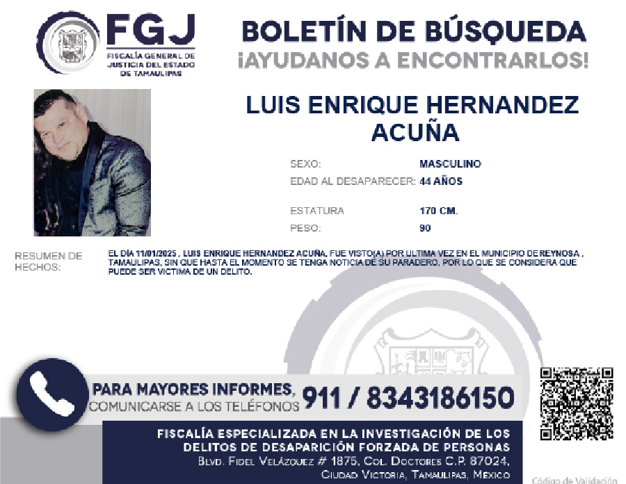 Boletín de Búsqueda Luis Enrique