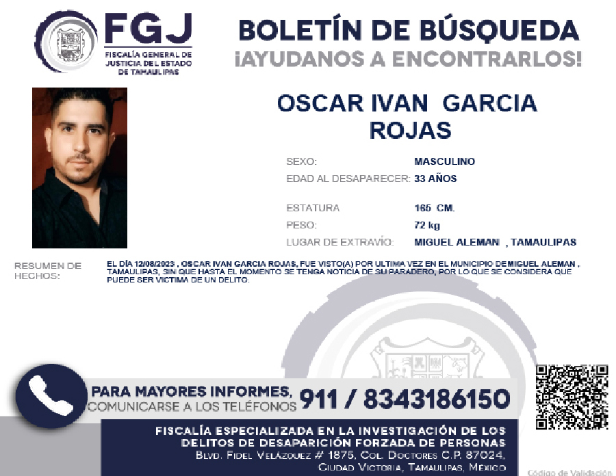 Boletin de Busqueda Oscar Ivan
