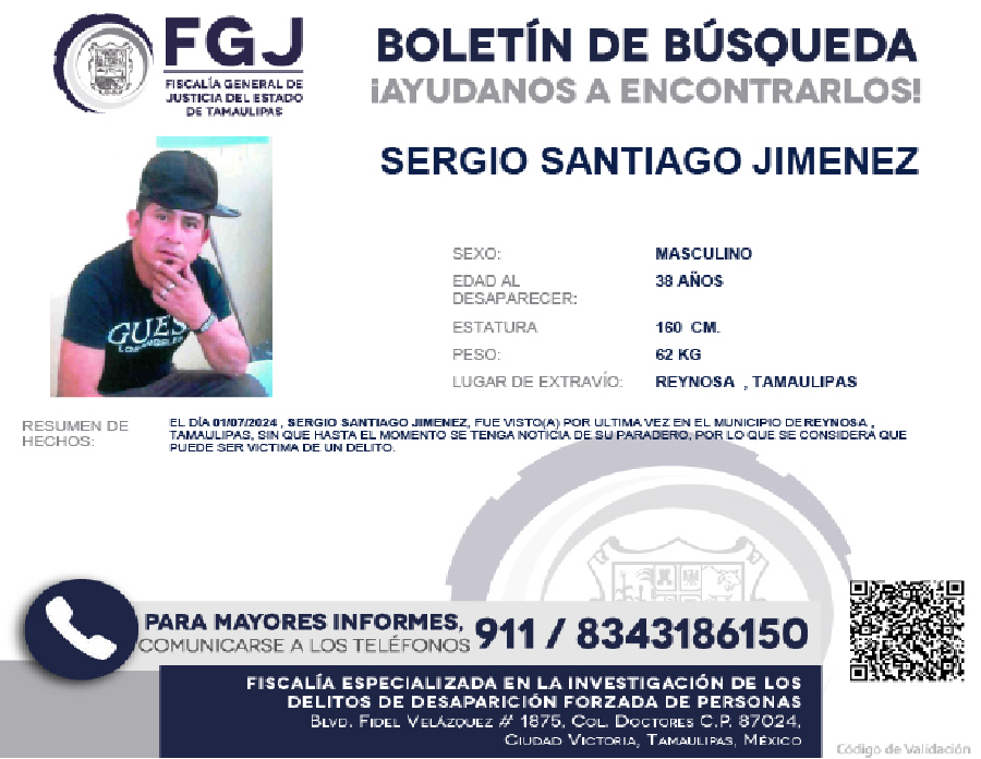 Boletín de Búsqueda Sergio Santiago