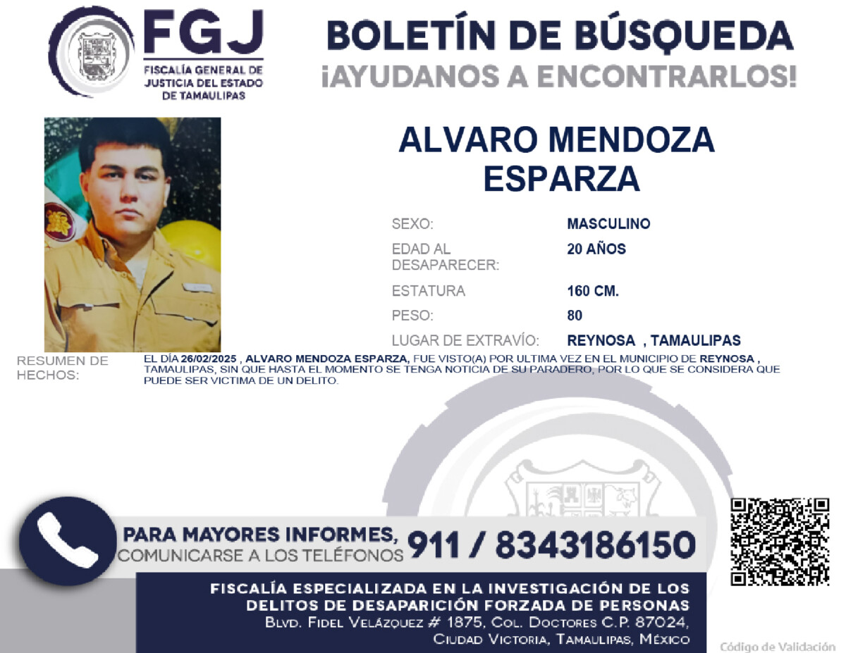 Boletín de Búsqueda Alvaro Mendoza