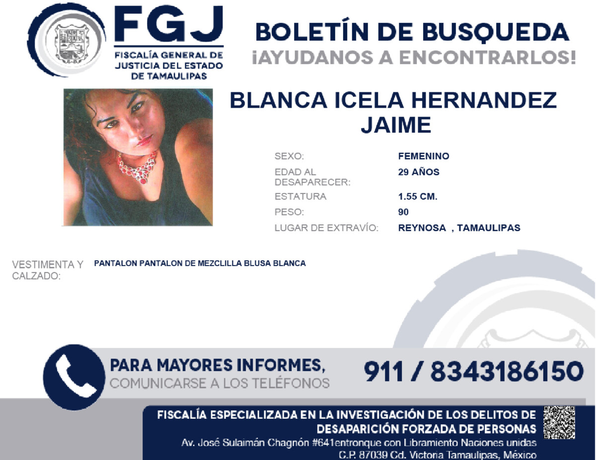Boletín de Búsqueda Blanca Icela