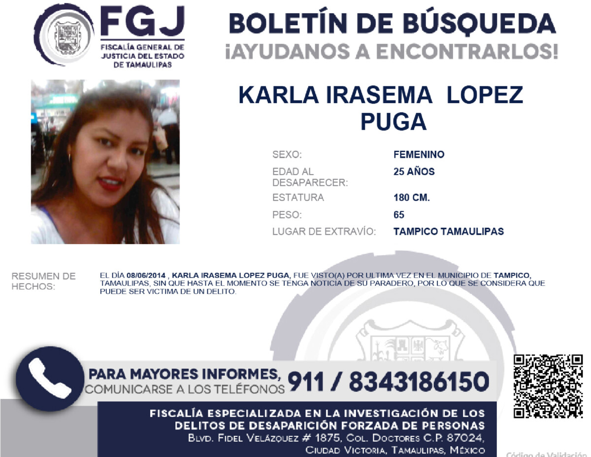 Boletín de Búsqueda Karla Irasema
