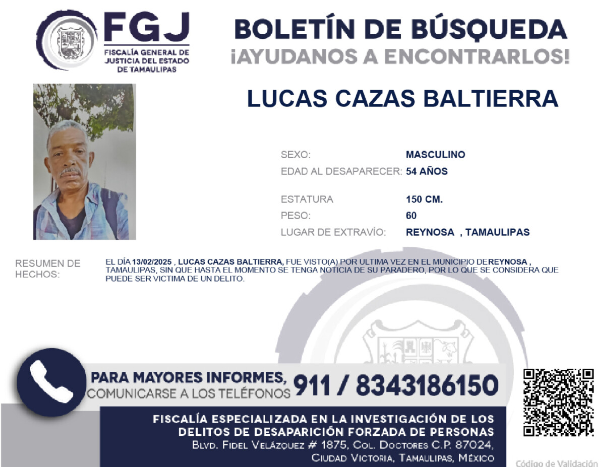 Boletín de Búsqueda Lucas Cazas