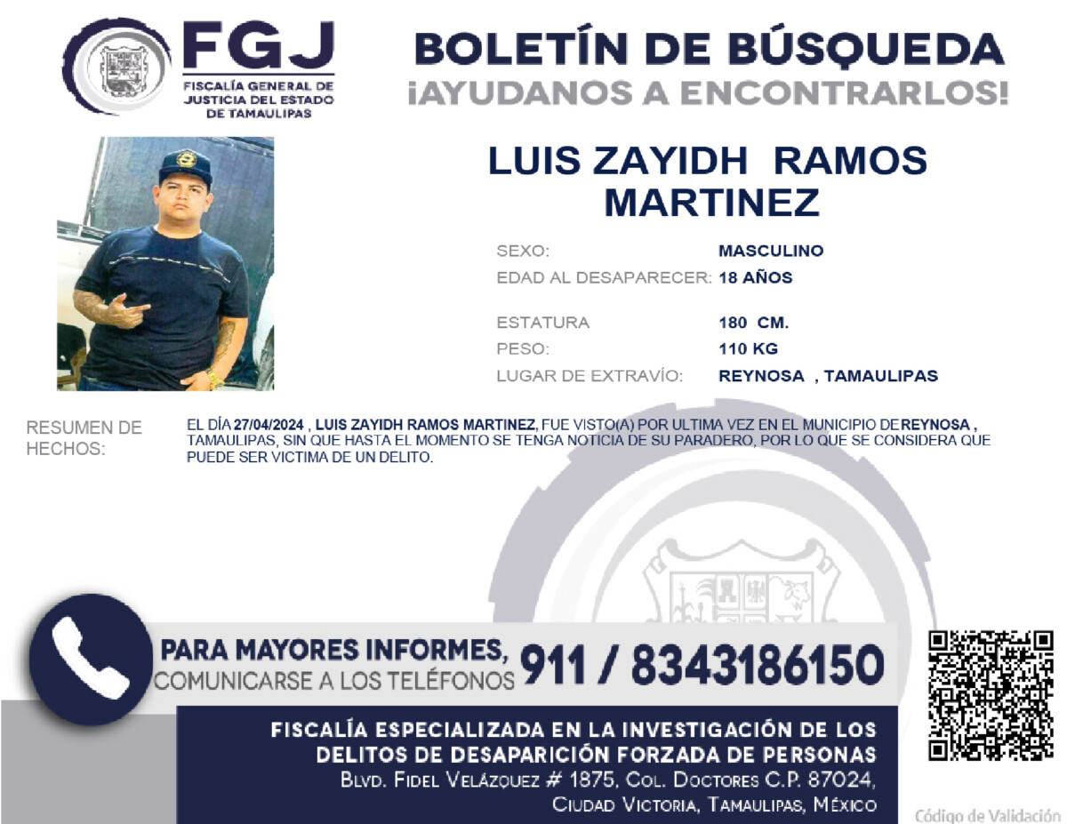 Boletín de Búsqueda Luis Zayidh