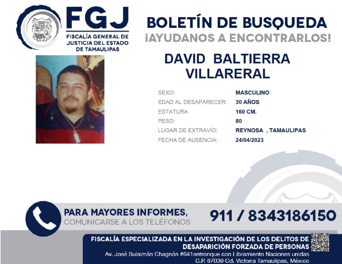 Boletín de Búsqueda David Baltierra