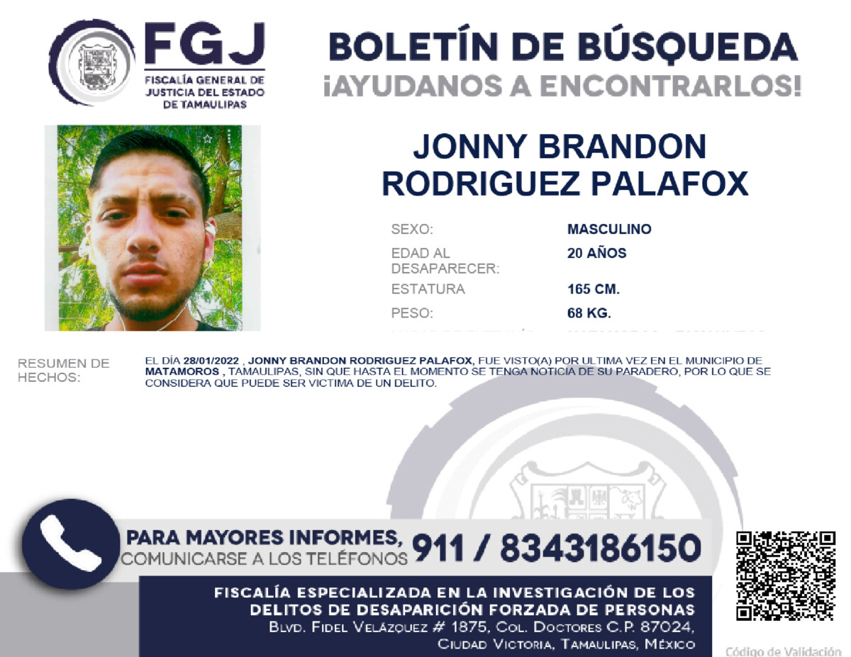 Boletín de Búsqueda Jonny