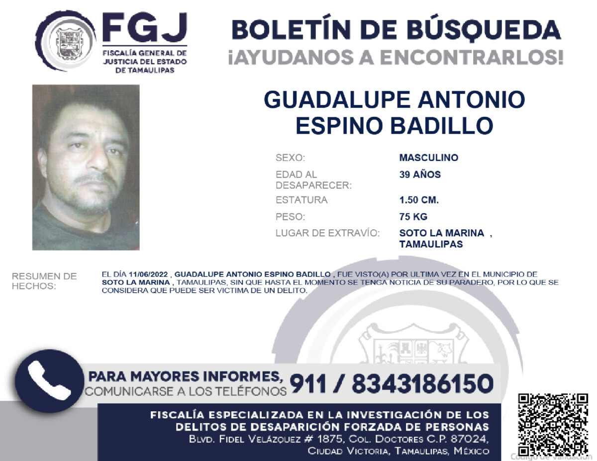 Boletín de Búsqueda Guadalupe Antonio